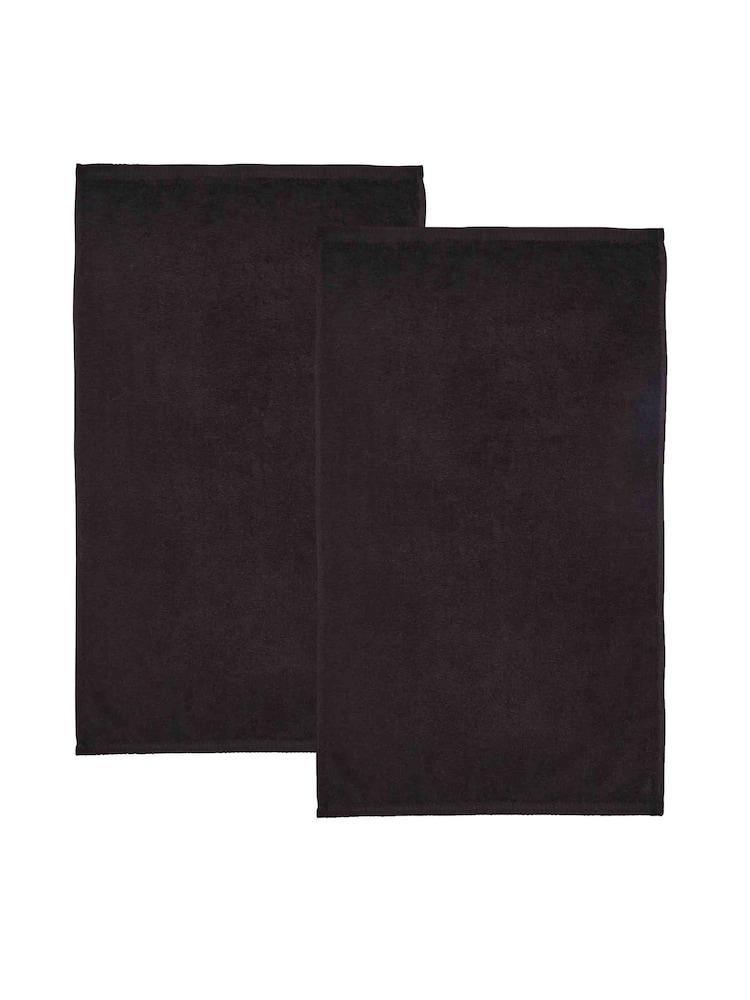 Catherine Lansfield Set of 2 Black 100% Cotton Anti Bacterial Bath Sheet Towels - Image 3 of 3