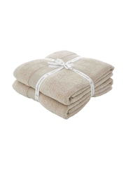 Catherine Lansfield Set of 2 Natural Anti-Bacterial 100% Cotton Towels - Image 2 of 4