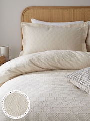 Bianca Set of 2 Natural Waffle 100% Cotton Circle Oxford Pillowcases - Image 1 of 3
