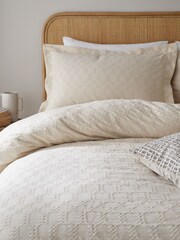 Bianca Set of 2 Natural Waffle 100% Cotton Circle Oxford Pillowcases - Image 2 of 3