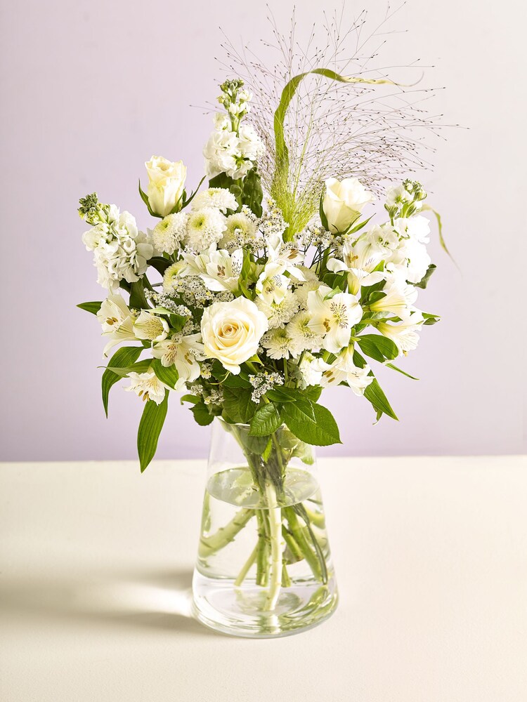 White Rose Chrysanthemum and Alstroemeria Letterbox Bouquet - Image 1 of 6