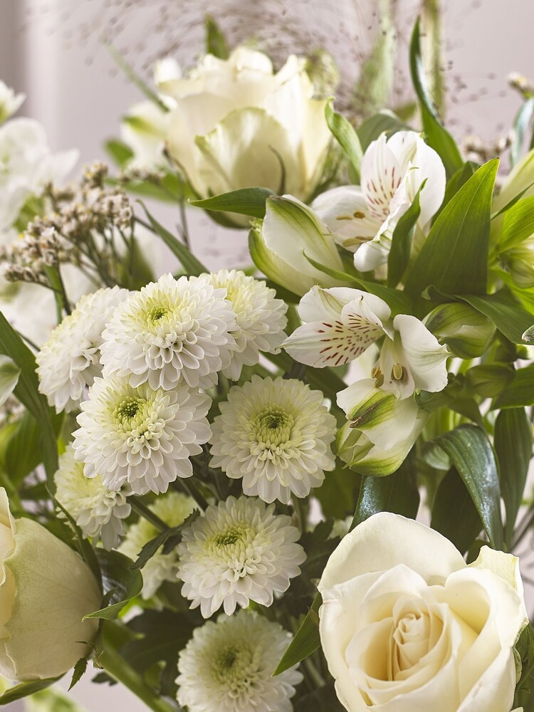 White Rose Chrysanthemum and Alstroemeria Letterbox Bouquet - Image 2 of 6