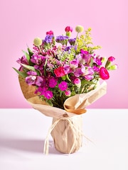 Bright Posy Fresh Flower Bouquet with Wrapped Glass Vase - Image 1 of 6
