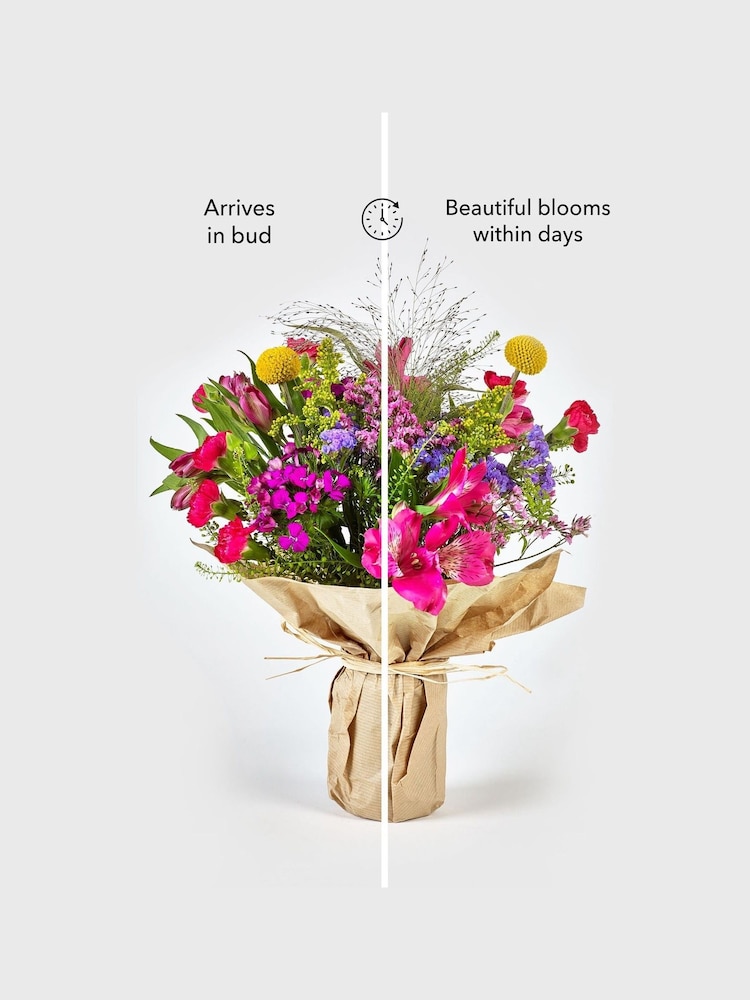 Bright Posy Fresh Flower Bouquet with Wrapped Glass Vase - Image 6 of 6