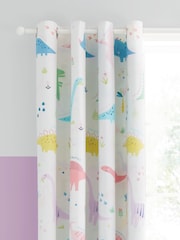 Catherine Lansfield Pink Dinosaur Friends Reversible Eyelet Curtains - Image 1 of 5