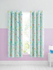 Catherine Lansfield Pink Dinosaur Friends Reversible Eyelet Curtains - Image 3 of 5
