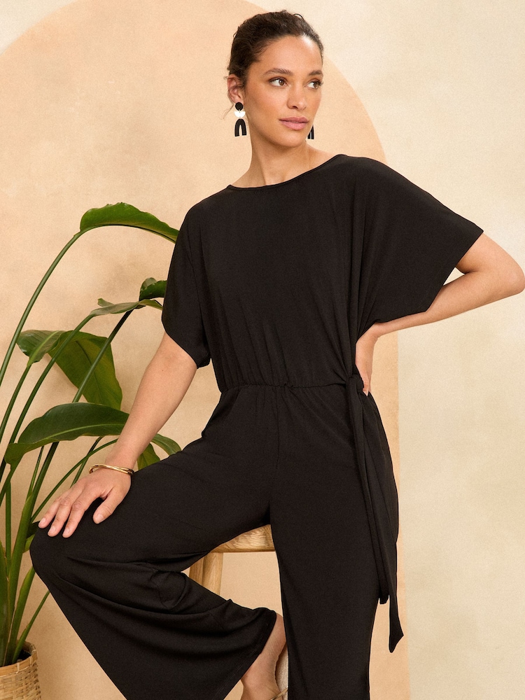 Love & Roses Black Wrap Jersey Jumpsuit - Image 4 of 4 Love & Roses Black Wrap Jersey Jumpsuit - Image 4 of 4