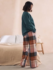 Karomuster Petrolblau - Sweatshirt und Flanell-Pyjama aus 100 % Baumwolle - Bild 4 von 11