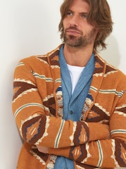 Joe Browns Brown Aztec Shawl Collar Cardigan - Image 4 of 7