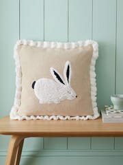 Catherine Lansfield Natural Country Hare 100% Cotton Cushion - Image 1 of 4