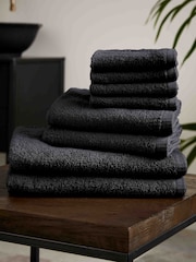 Catherine Lansfield Black Quick Dry 100% Cotton Towel Set - Image 1 of 3