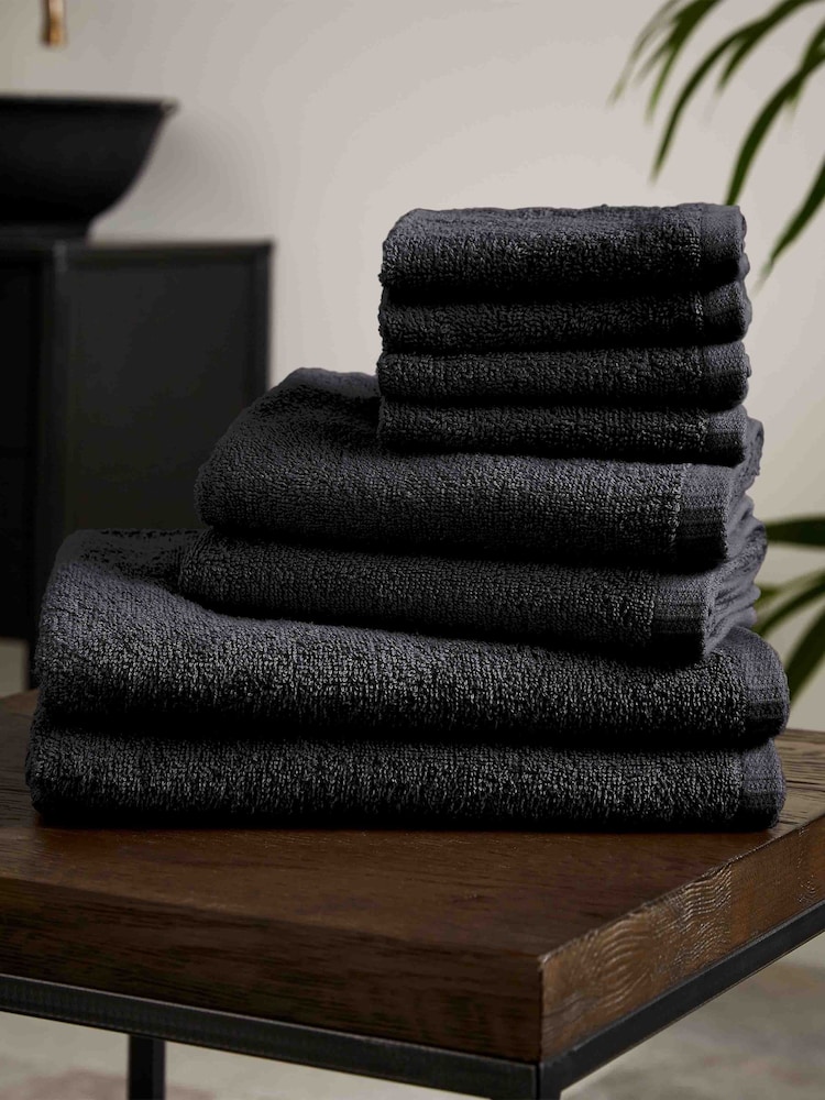 Catherine Lansfield Black Quick Dry 100% Cotton Towel Set - Image 1 of 3