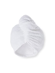 Catherine Lansfield White Quick Dry 100% Cotton 2 Pack Turbie Head/Hair Towel - Image 1 of 3