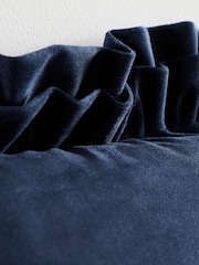 Catherine Lansfield Navy Blue So Soft Velvet Double Frill Cushion - Image 4 of 5