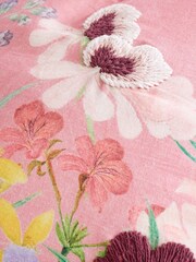 RHS Pink Botanical Cottage Meadow 100% Cotton Cushion - Image 3 of 4