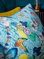 Matthew Williamson Blue Heritage Butterfly Cotton Pair of 100% Cotton Pillowcase - Image 2 of 2