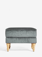 Plush Chenille Slate Blue Sherlock Storage Footstool - Image 6 of 8