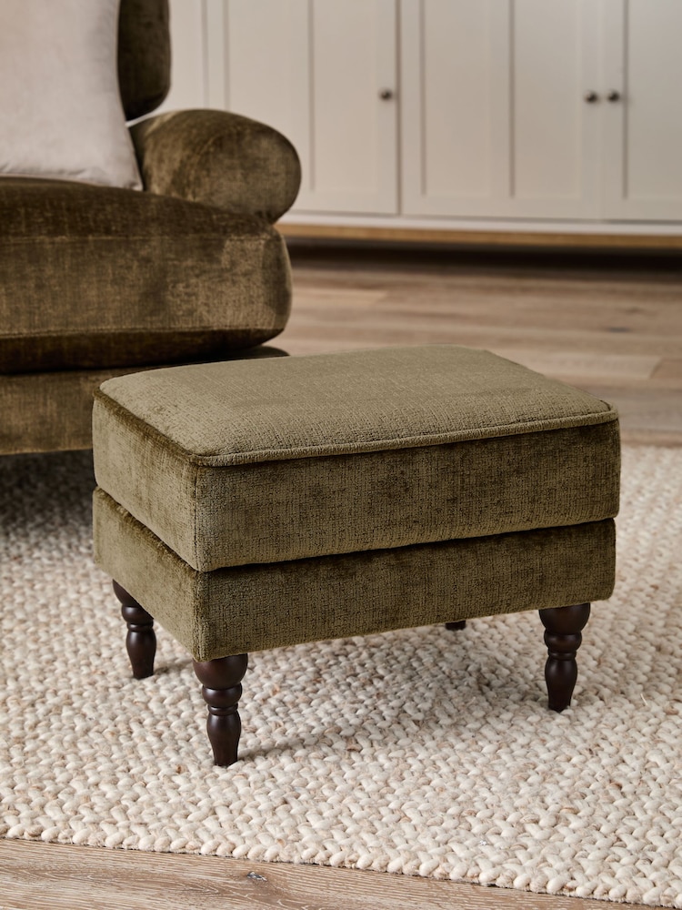 Plush Chenille Moss Green Sherlock Storage Footstool - Image 1 of 18