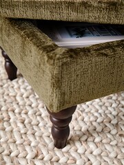Plush Chenille Moss Green Sherlock Storage Footstool - Image 5 of 18