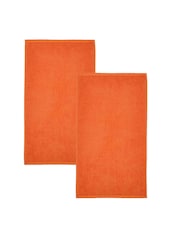 Catherine Lansfield Set of 2 Orange 100% Cotton Anti Bacterial Bath Sheet Towels - Image 3 of 3