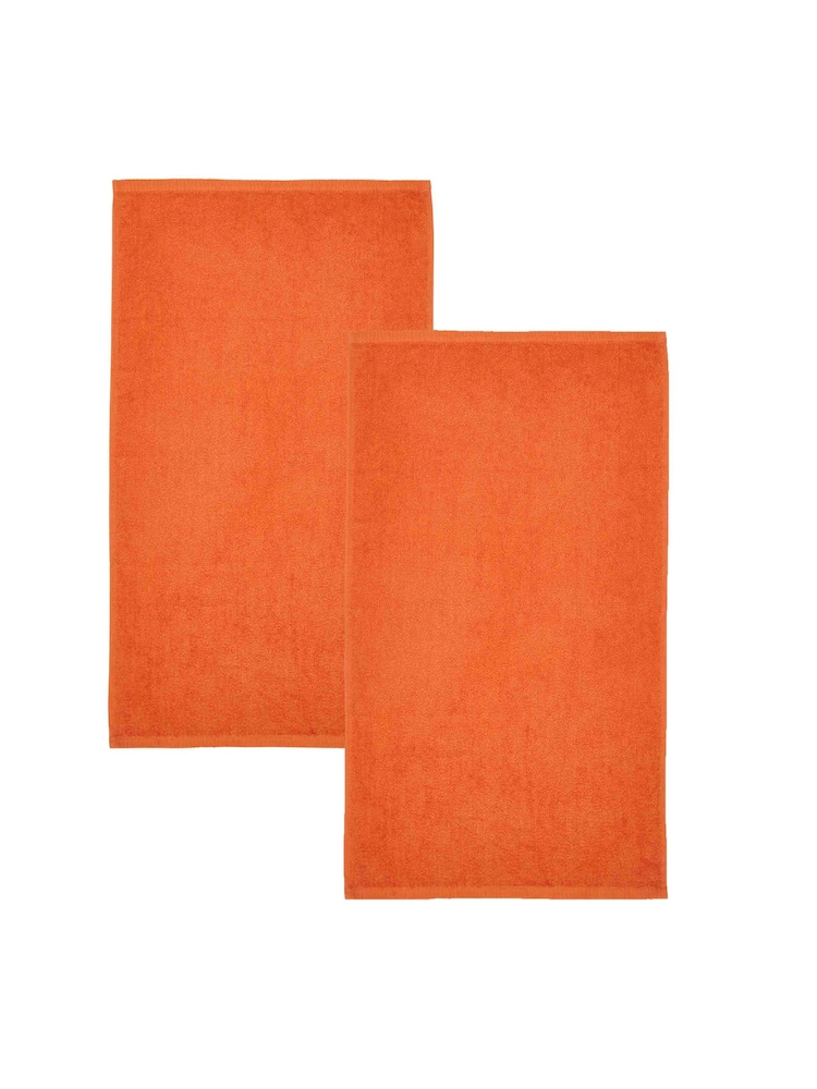 Catherine Lansfield Set of 2 Orange 100% Cotton Anti Bacterial Bath Sheet Towels - Image 3 of 3