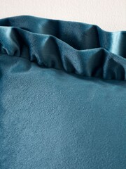 Catherine Lansfield Teal So Soft Velvet Double Frill Cushion - Image 3 of 5