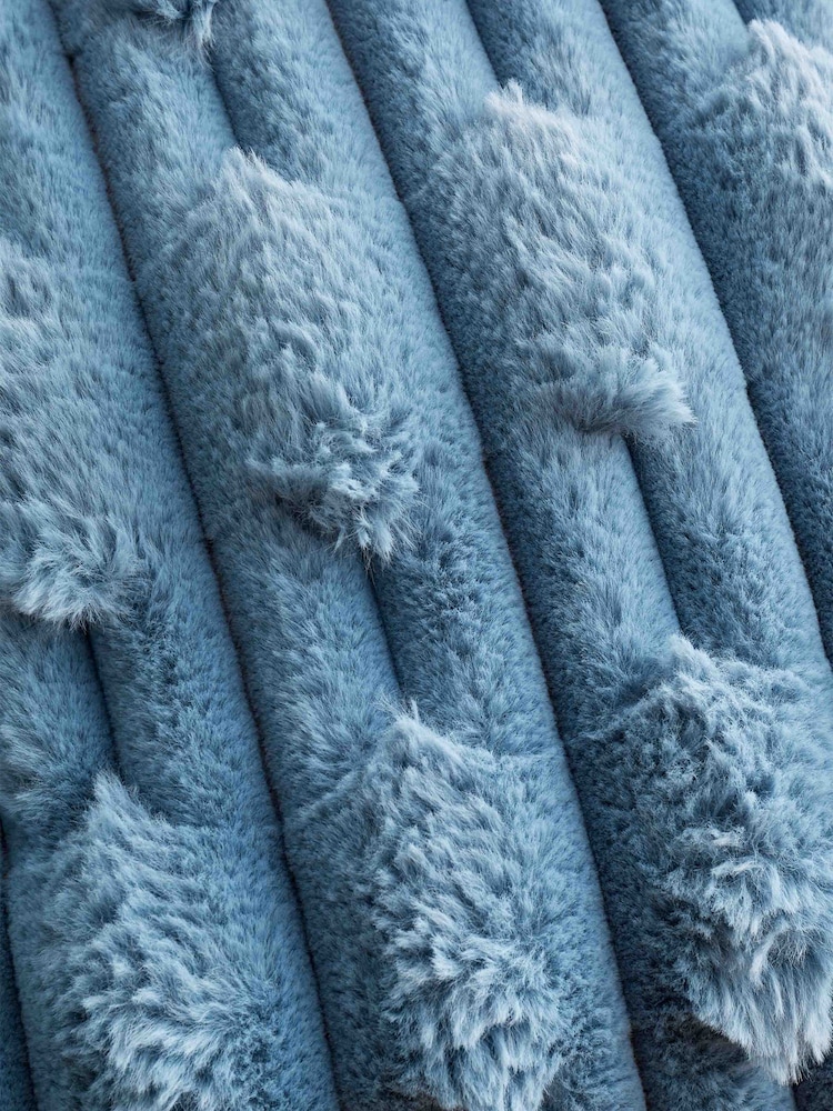 Blue Soft and Cosy Carved Faux Fur Cushion - Image 5 of 5