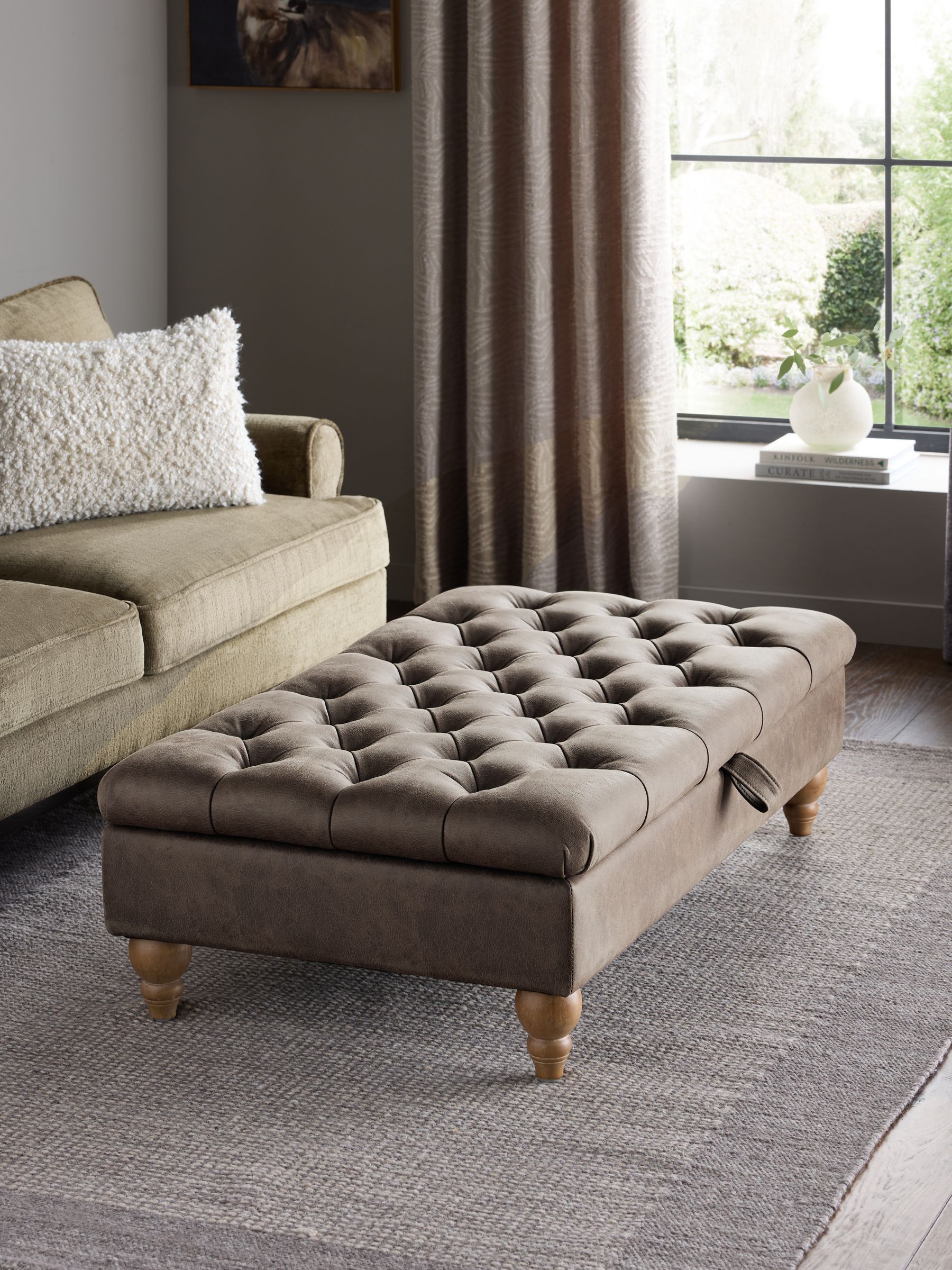 Buy Monza Faux Leather Peppercorn Brown Albury Large Footstool