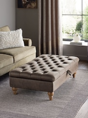 Monza Faux Leather Peppercorn Brown Albury Large Footstool - Image 1 of 9