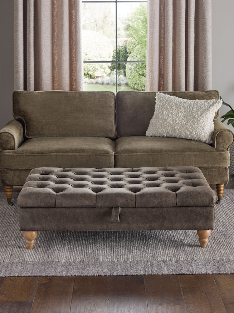 Monza Faux Leather Peppercorn Brown Albury Large Footstool - Image 2 of 9