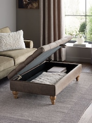 Monza Faux Leather Peppercorn Brown Albury Large Footstool - Image 3 of 9