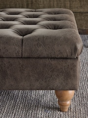 Monza Faux Leather Peppercorn Brown Albury Large Footstool - Image 6 of 9