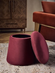 Soft Velvet Cranberry Red Toadstool Storage Stool - Image 2 of 6