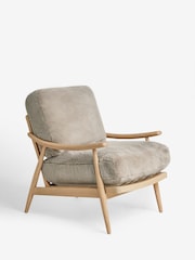 Oslo Faux Fur Mink Light Oak Effect Frame Hampton Wooden Accent Chair - Image 6 of 9