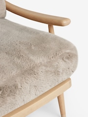 Oslo Faux Fur Mink Light Oak Effect Frame Hampton Wooden Accent Chair - Image 9 of 9