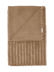 Catherine Lansfield Natural Soft and Cosy Ribbed Faux Fur Throw - Image 6 of 6