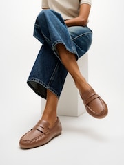 FitFlop Brown Delicato Leather Loafers - Image 1 of 4
