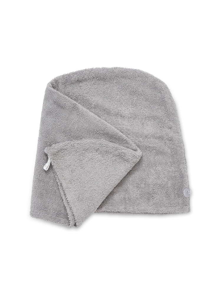 Catherine Lansfield Grey Quick Dry 100% Cotton 2 Pack Turbie Head/Hair Towel - Image 3 of 3