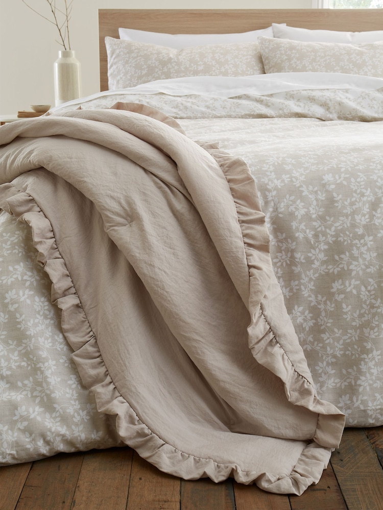 Bianca Natural Soft Washed Frill 220x230cm Bedspread - Image 1 of 3
