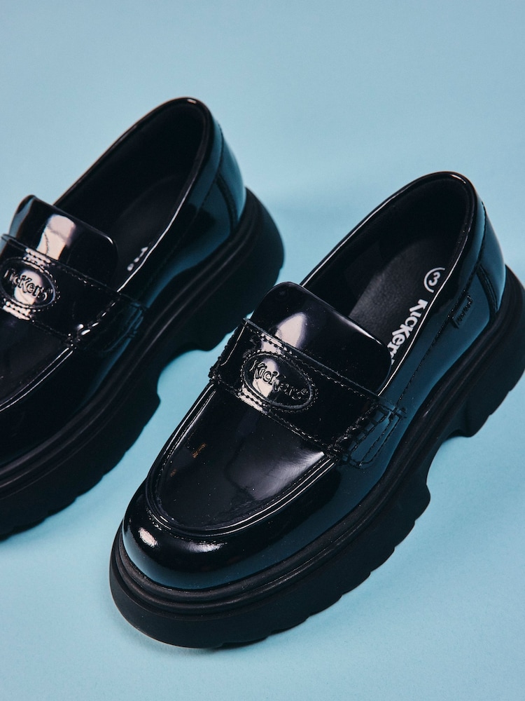 Kickers Black Youth Kenzi Loafer Patent Shoes - Image 2 of 14