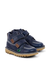 Kickers Navy Hi Roll Infant Shoes - Image 4 of 7