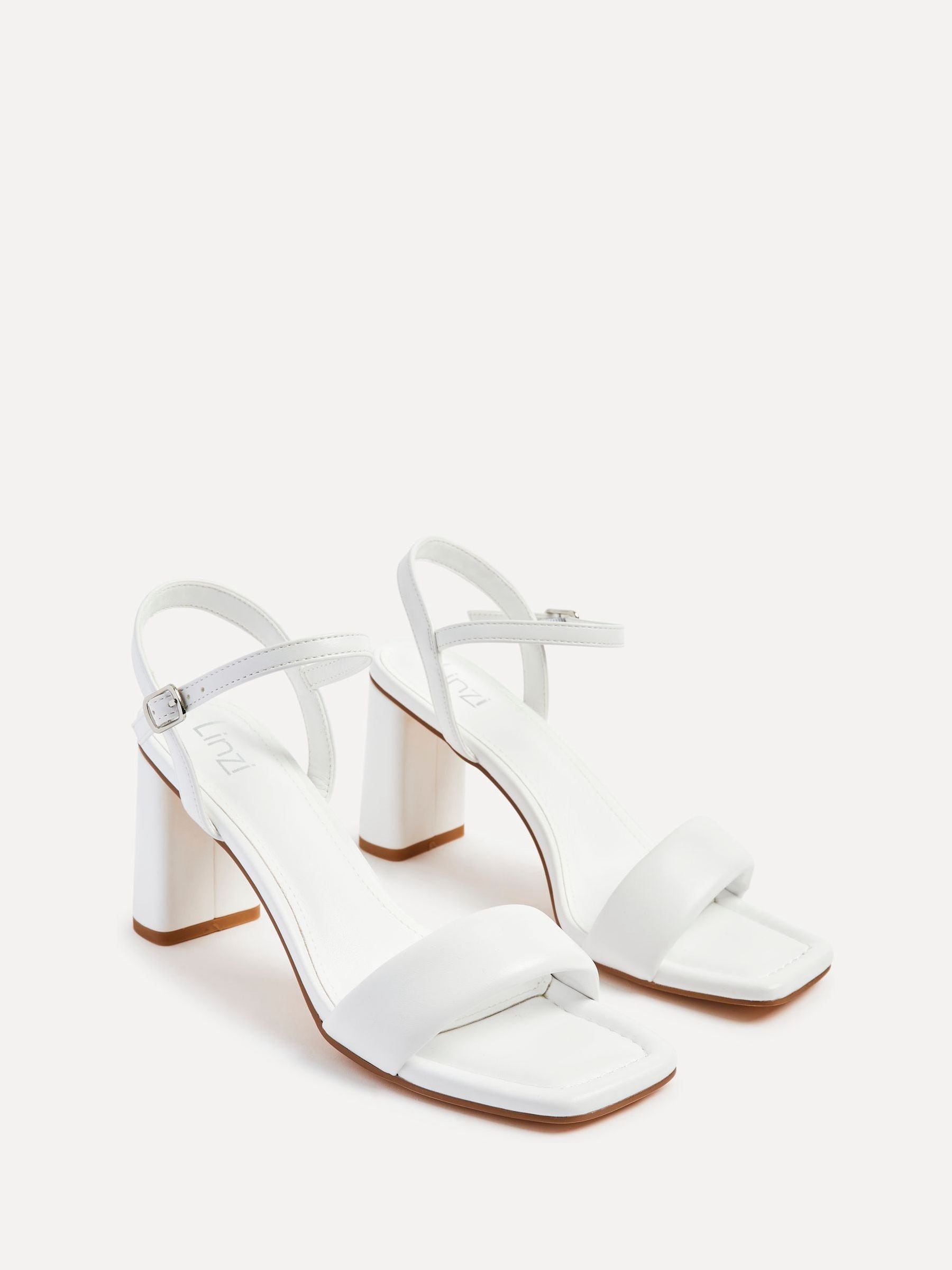 Buy Linzi White Balfour Block Heeled Sandals With Padded Front
