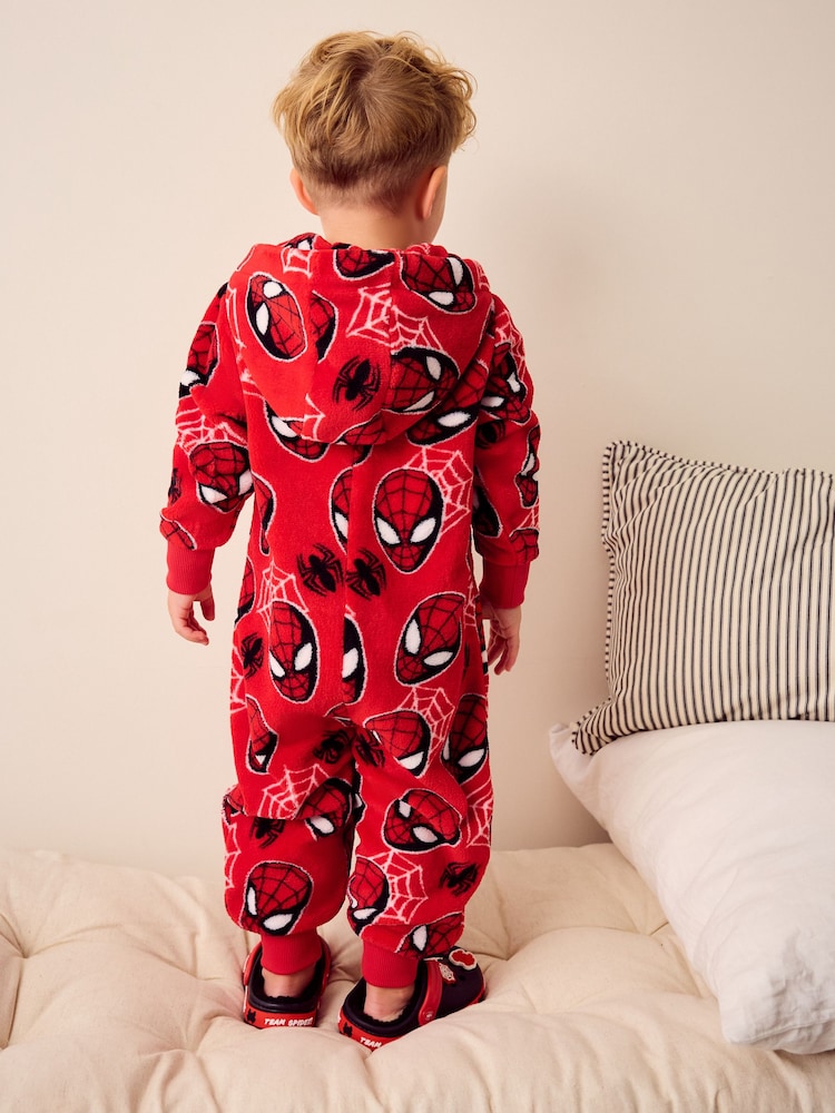 Red Spiderman Fleece All-In-One (9mths-10yrs) - Image 2 of 7