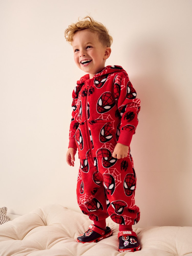 Red Spiderman Fleece All-In-One (9mths-10yrs) - Image 3 of 7