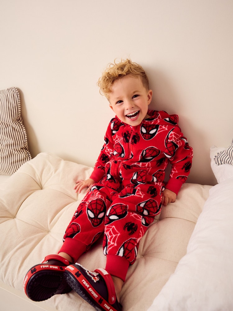 Red Spiderman Fleece All-In-One (9mths-10yrs) - Image 4 of 7