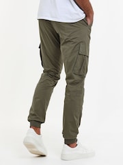 Threadbare Khaki Slim Fit Cuffed Cargo 100% Cotton Trousers - Image 2 of 4