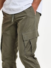 Threadbare Khaki Slim Fit Cuffed Cargo 100% Cotton Trousers - Image 4 of 4