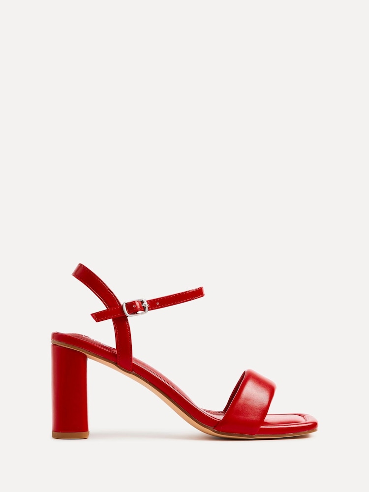 Linzi Red Balfour Block Heeled Sandals With Padded Front Strap - Image 2 of 5