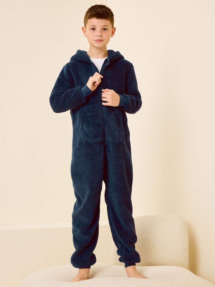 Navy Blue Fleece All-In-One (3-16yrs) - Image 1 of 7