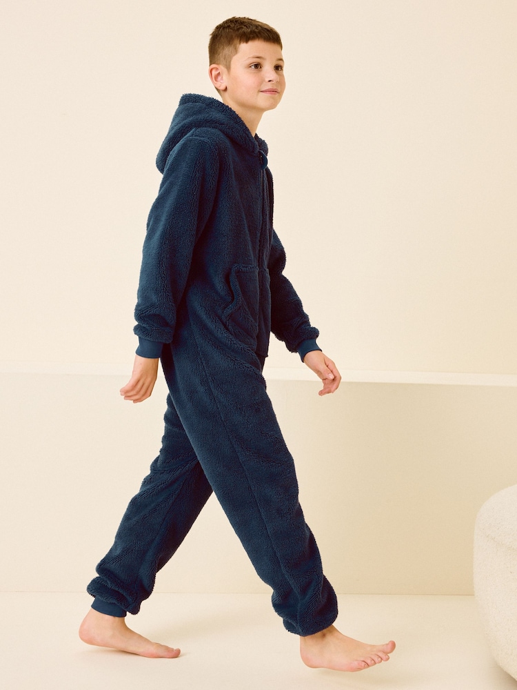 Navy Blue Fleece All-In-One (3-16yrs) - Image 2 of 7